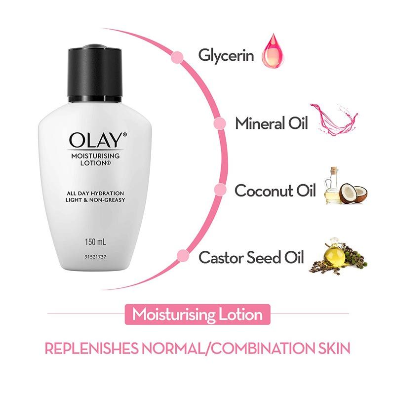 Olay Moisturising Lotion, Light Weight & Non Greasy With Coconut & Castor Seed Oil, 150ml Buy at Indicrest Image 5