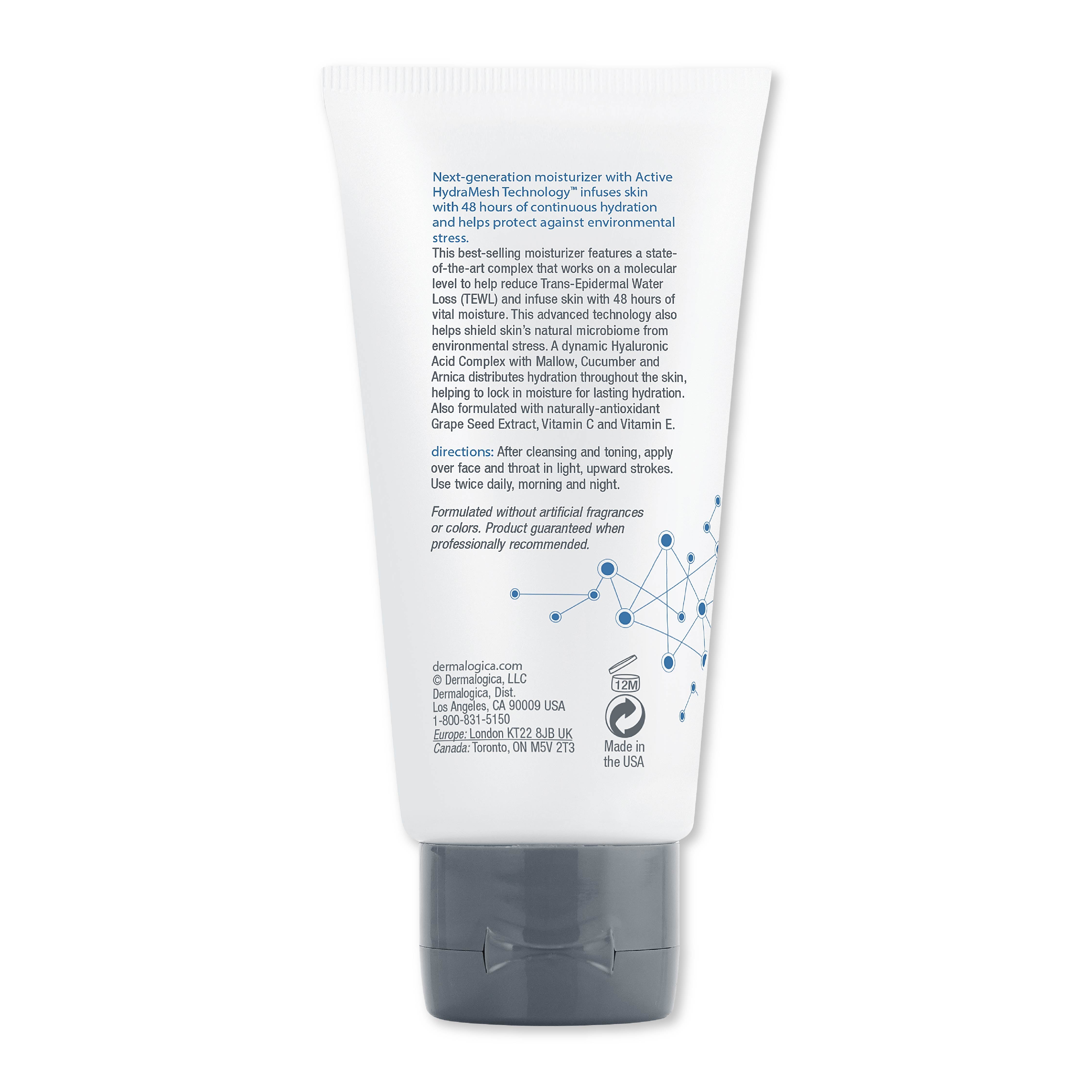 Dermalogica Skin Smoothing Cream Face Moisturiser Mini With Hyaluronic Acid & Vitman E, 15ml