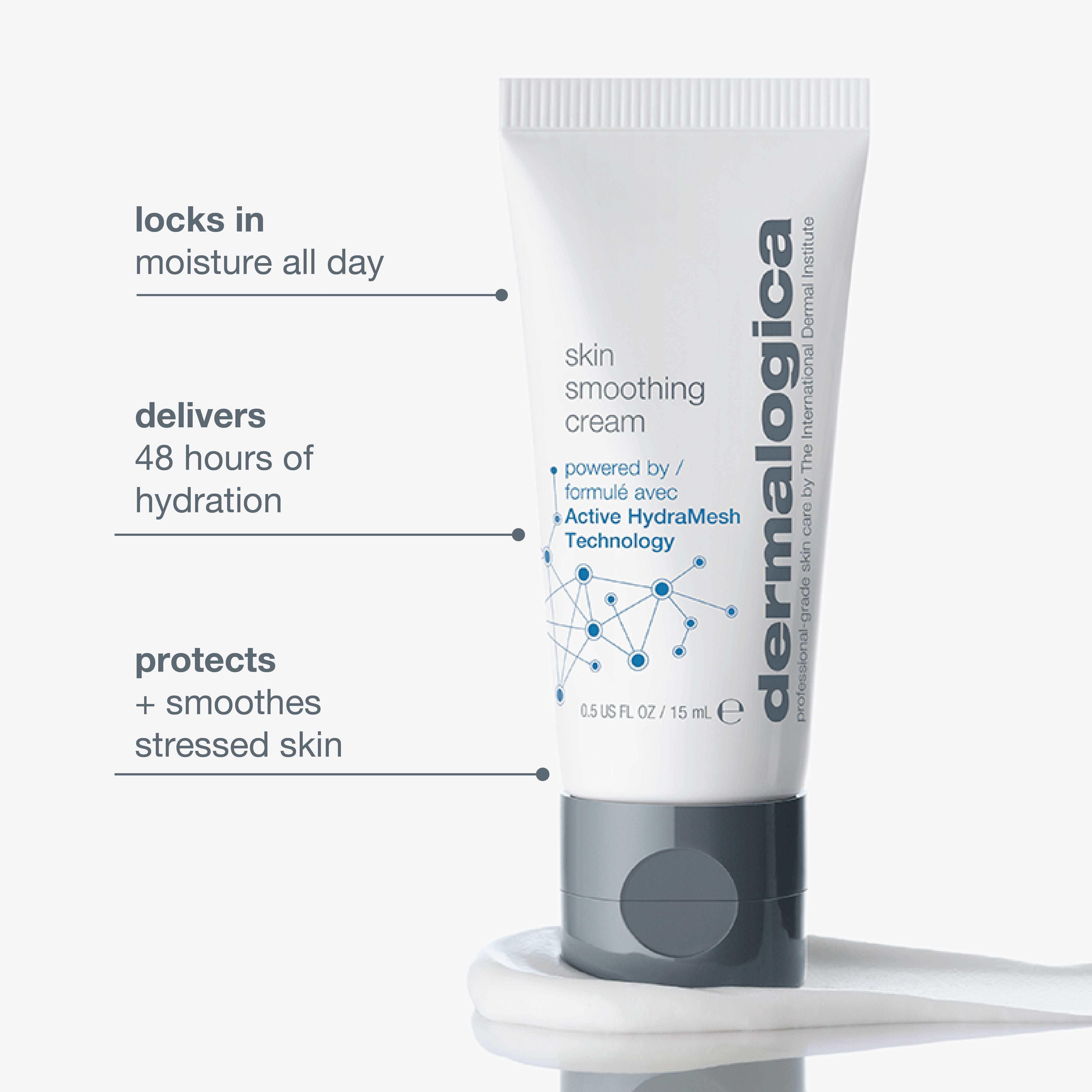Dermalogica Skin Smoothing Cream Face Moisturiser Mini With Hyaluronic Acid & Vitman E, 15ml