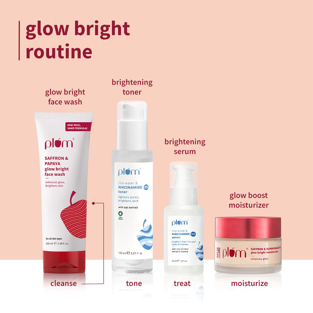 Plum Saffron & Papaya Glow Bright Face Wash | Enhances Glow | Brightens Skin | Gentle & Non-Drying, 100g x 2