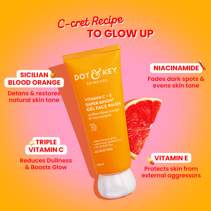 Dot & Key Vitamin C +E Super Bright Gel Face Wash, 100ml