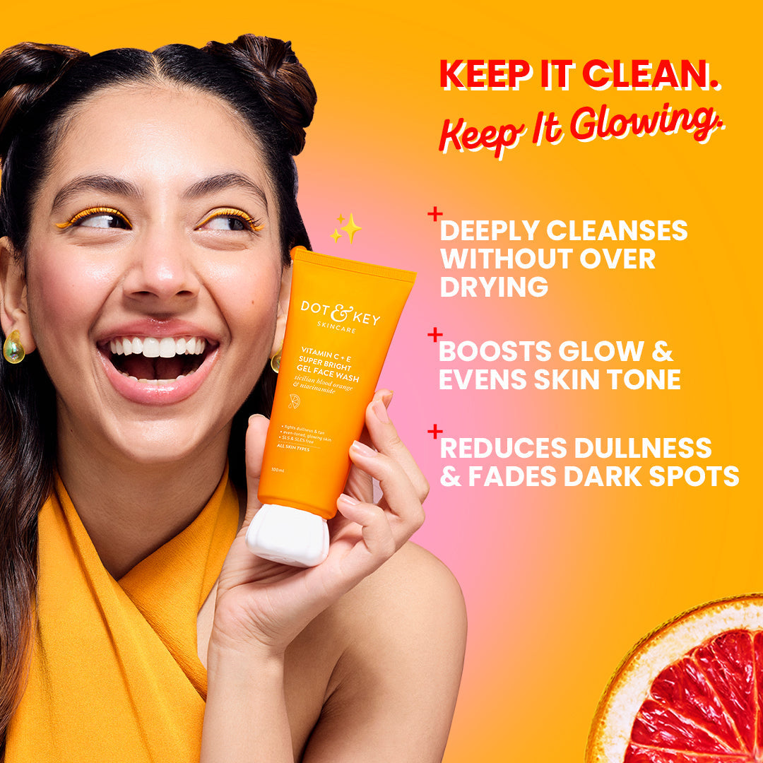 Dot & Key Vitamin C + E Gel Face Wash for Glowing Skin, 175ml