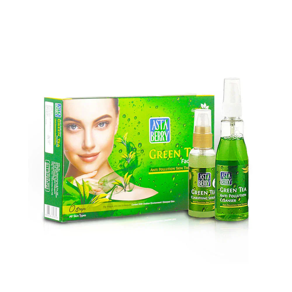 Astaberry Green Tea Facial Kit | 6 Steps (570ml) - Indicrest