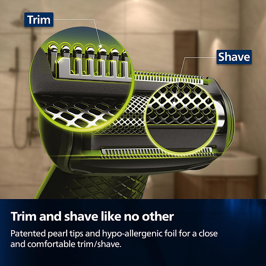 Philips Body Trimmer- for Men Clinically Tested for Sensitive Skin | Patented Pearl Tip & Hypoallergenic foil | Skin Safe Grooming I Trim or Shave Basis Your Style | Showerproof | 2 Year Warranty BG3007/01