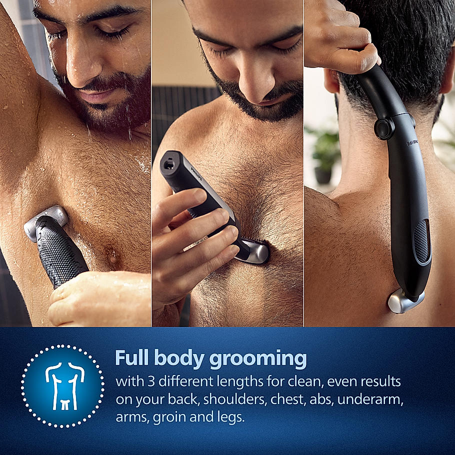 Philips Bodygrooming Trimmer- | Bidirectiol, Showerproof Groin and body trimmer | C2D contour following with skin protect technology | Safe even below the belt | BG5021/15