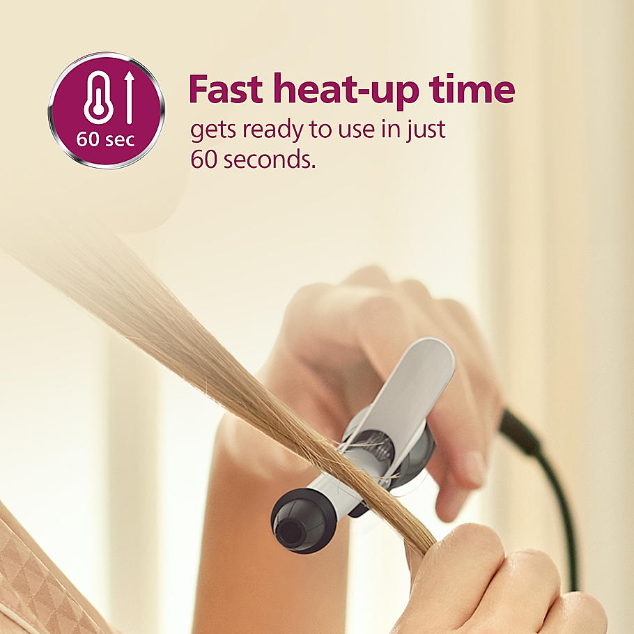 Philips Hair Curler- | 16mm Barrels for Bouncy Curls | 200 Heat Temperature in 60 sec for salon like results | BHB862/00