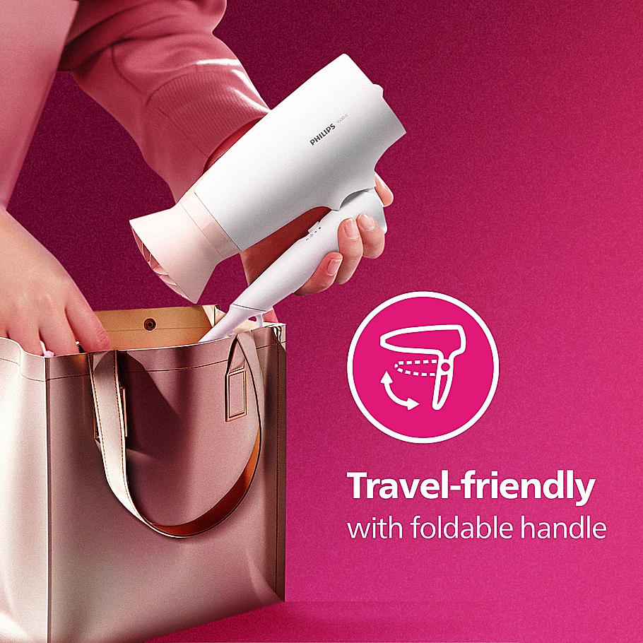 Philips Hair Dryer - | Powerful drying with less heat I 1600 W I Men and Women I Cool Shot | ThermoProtect Care I Travel friendly BHD308/30