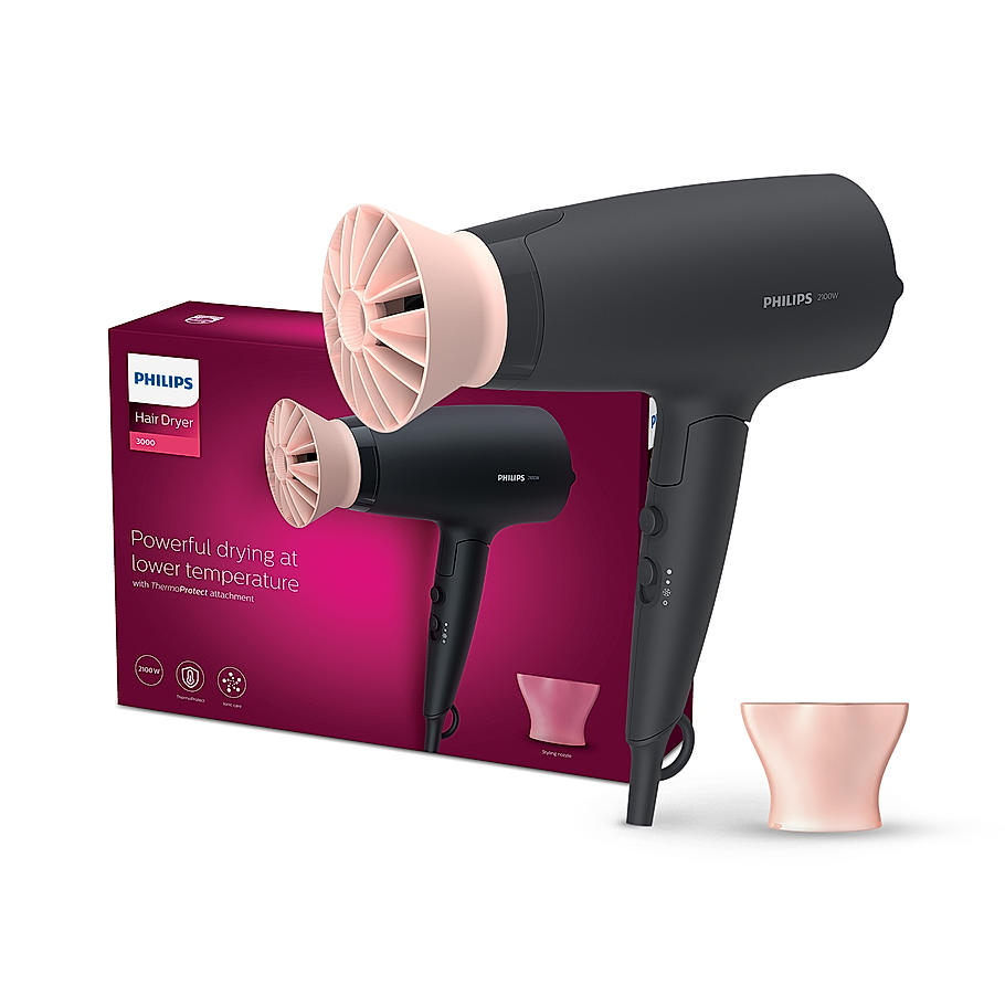 Philips Hair Dryer- Powerful drying with less heat I 6 Styling Options for Versatile Salon like looks , 2100 W I Men and Women , Styling attachment , Cool Shot , Advanced Ionic Care for Frizz Free hair I ThermoProtect Care for Minimised Damage BHD356/10