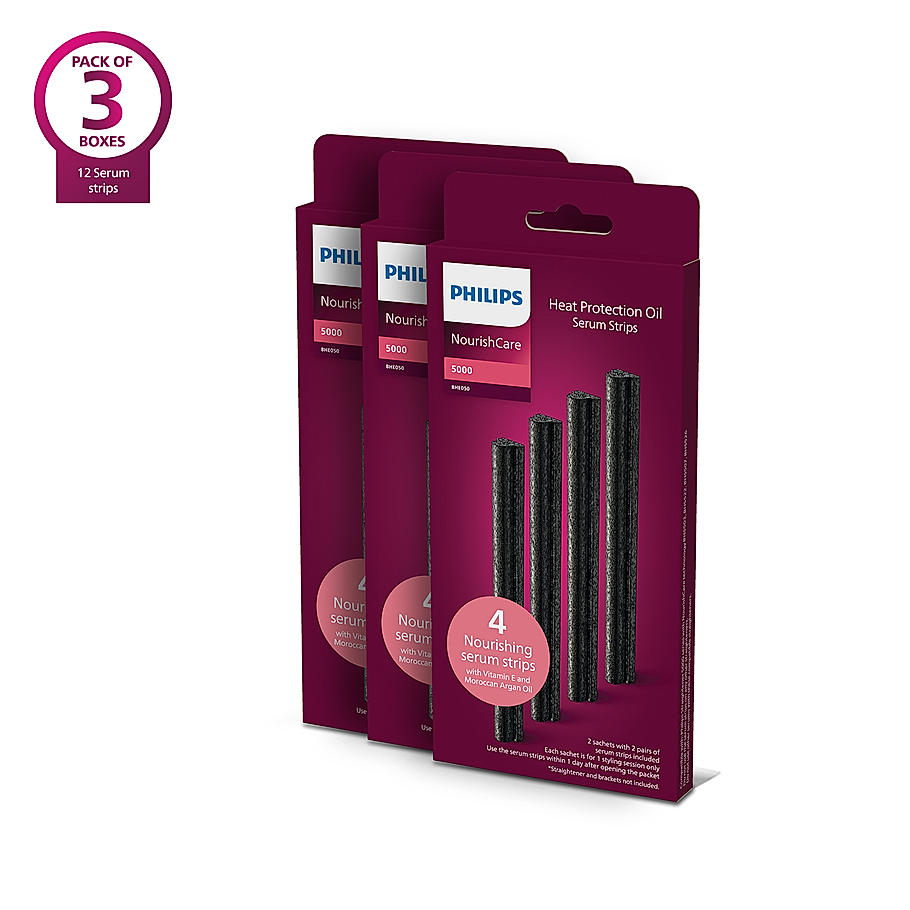 Philips NourishCare Straightener Serum Strips - I Uniquely designed pack of 12 nourishing serum strips I Replaceable Serum Strip for BHS526/00, BHS503/40, BHS507/40, BHS522/00 | BHE050/00*3