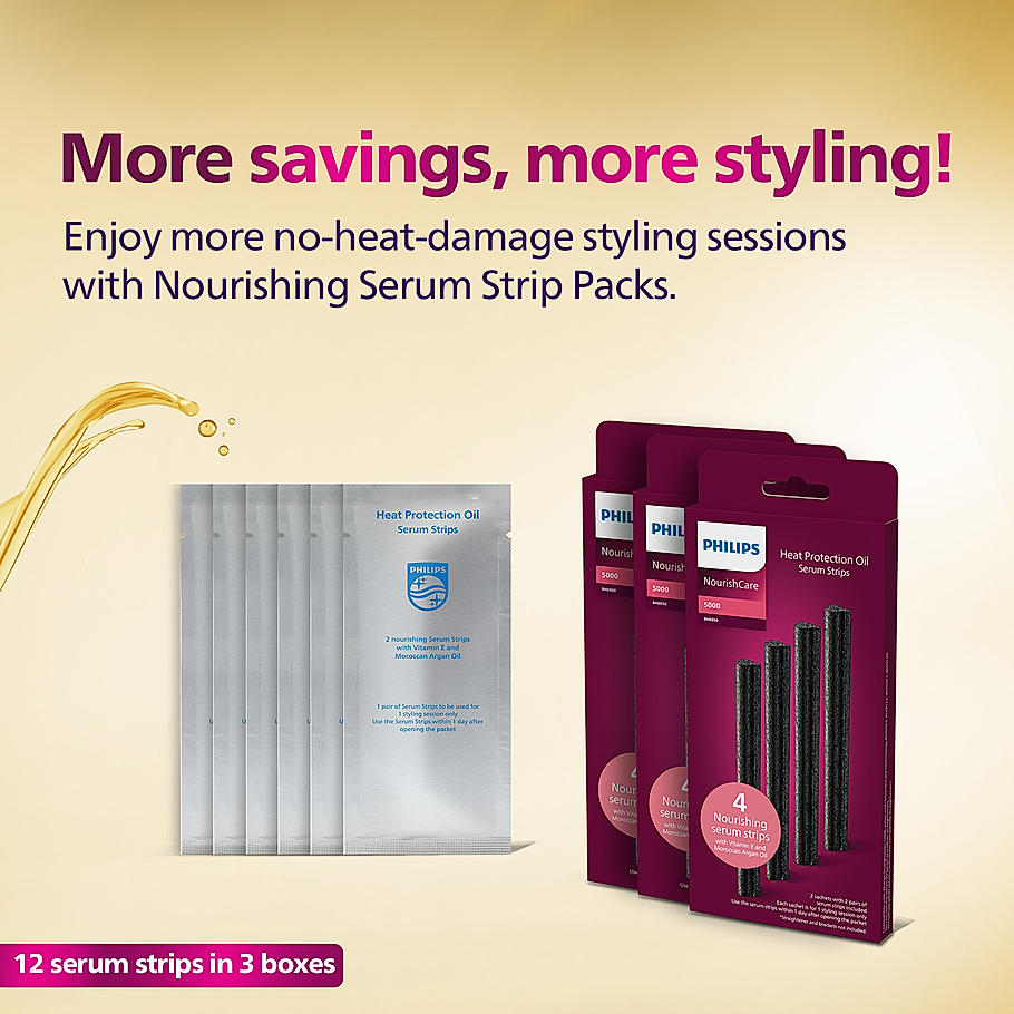 Philips NourishCare Straightener Serum Strips - I Uniquely designed pack of 12 nourishing serum strips I Replaceable Serum Strip for BHS526/00, BHS503/40, BHS507/40, BHS522/00 | BHE050/00*3