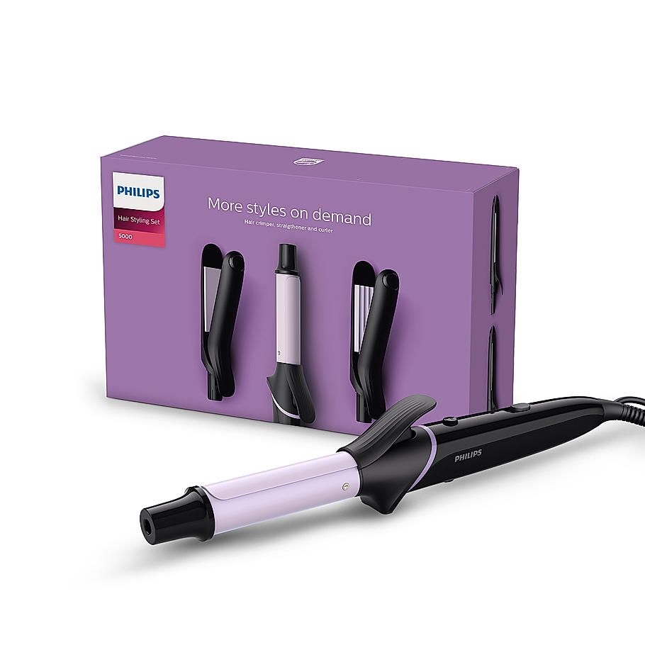Philips Multi Styler - | Straighten, Curl or Crimp with a Single Tool | Quick Click Release Technology | BHH816/00