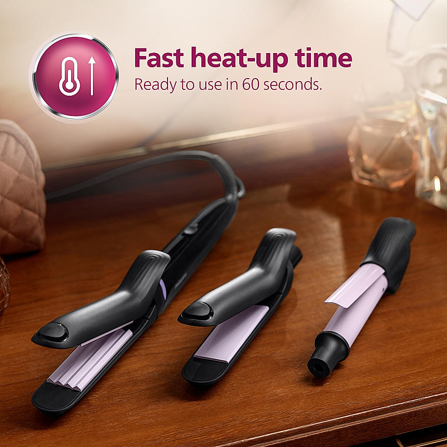 Philips Multi Styler - | Straighten, Curl or Crimp with a Single Tool | Quick Click Release Technology | BHH816/00