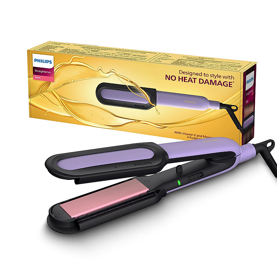 Philips NourishCare- India's First Hair Straightener designed for No Heat Damage I Uniquely designed NourishCare & SilkProtectCare for Styling with heat protection | BHS503/40