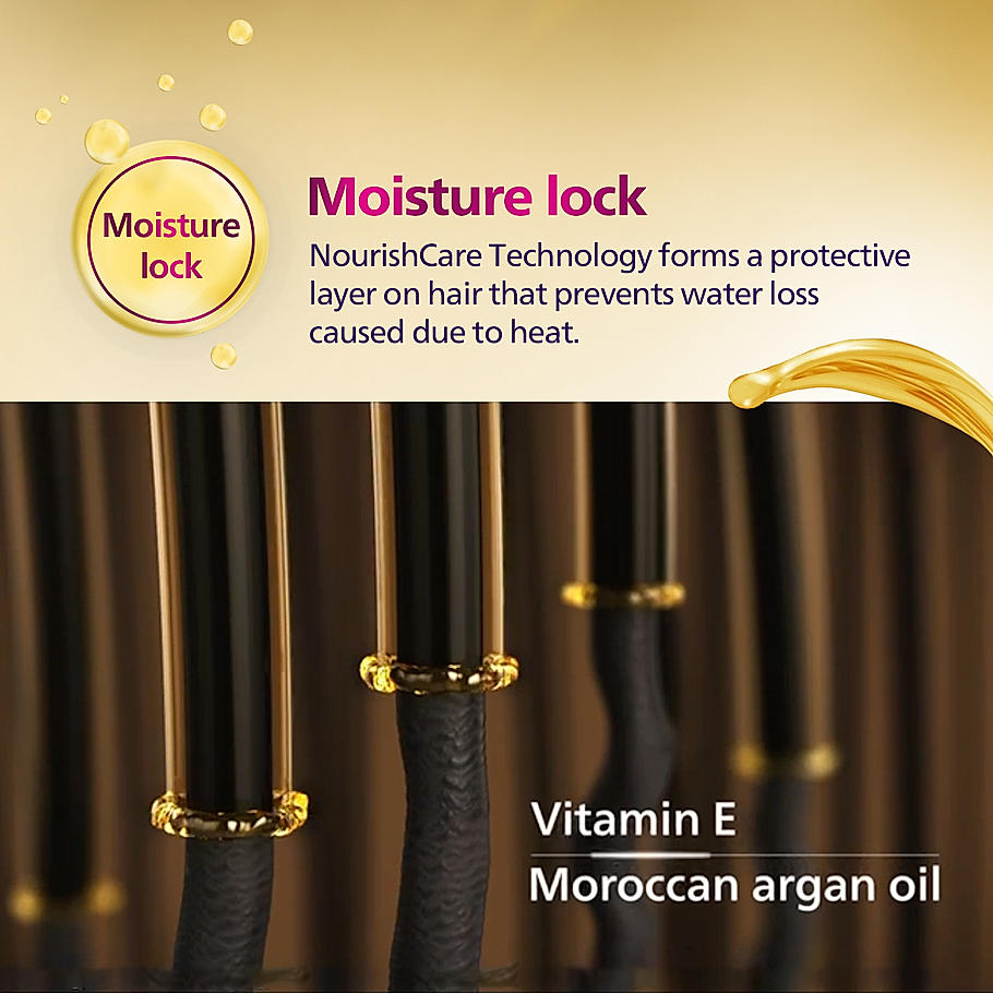 Philips NourishCare- India's First Hair Straightener designed for No Heat Damage I Uniquely designed NourishCare & SilkProtectCare for Styling with heat protection | BHS503/40