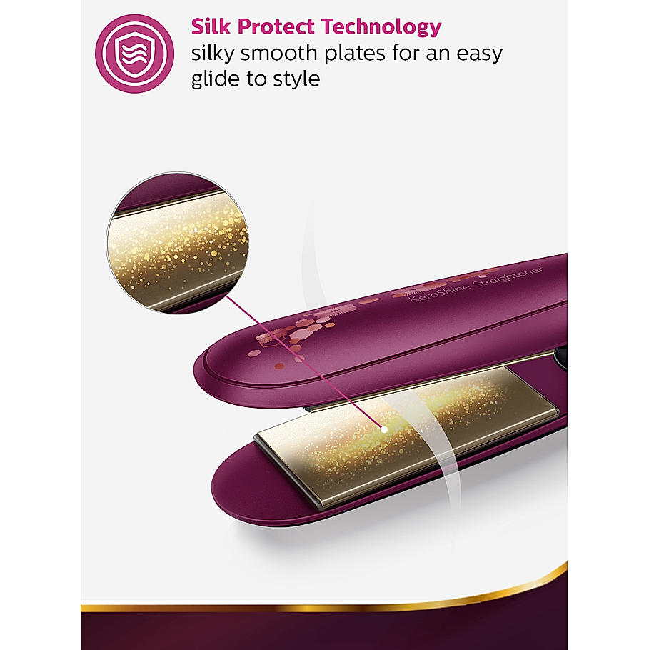 Philips Hair Straightener - | Kerashine Titanium Wide Plate | Silkprotect Technology | BHS738/00