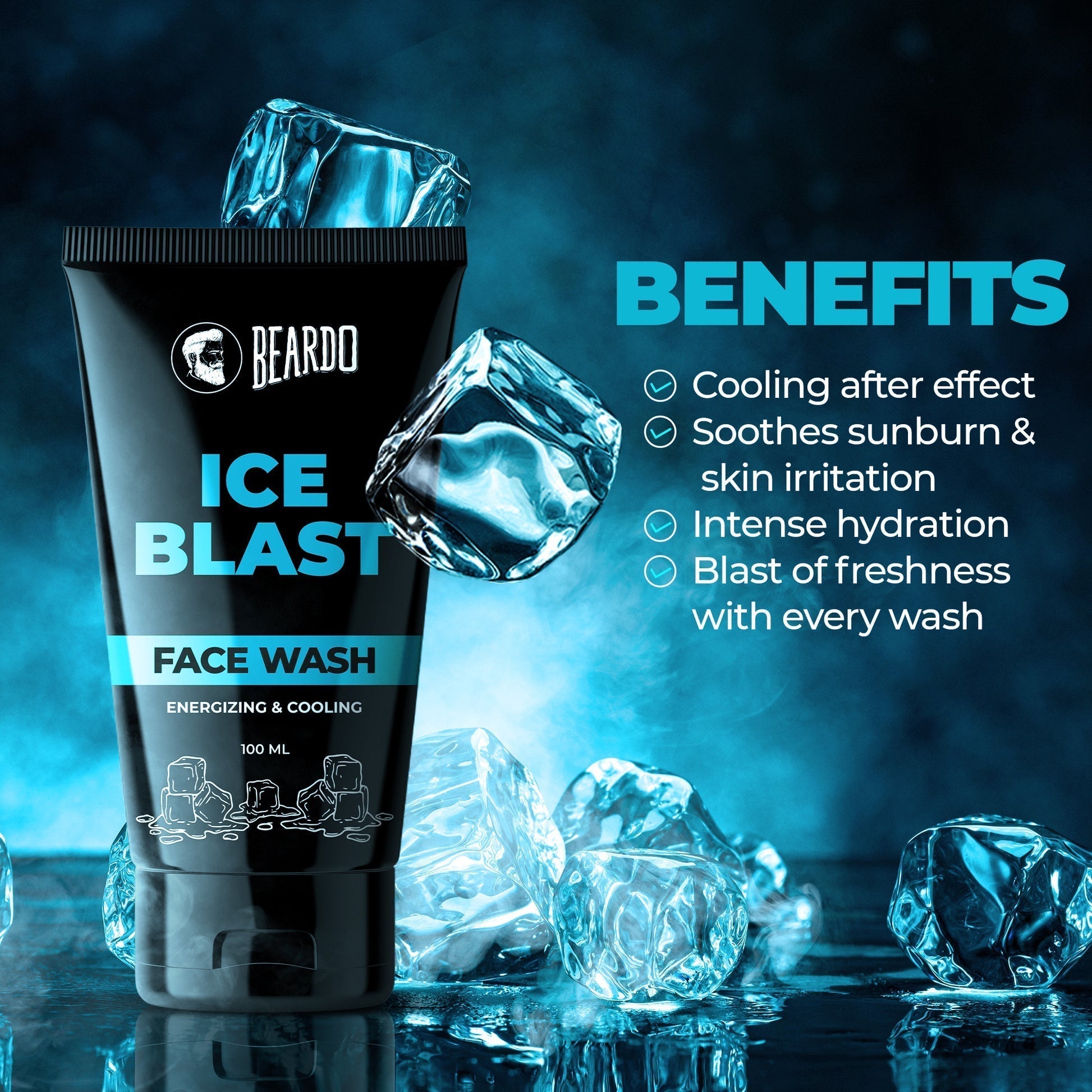 Beardo Ice Blast Facewash Tube with Cap Open