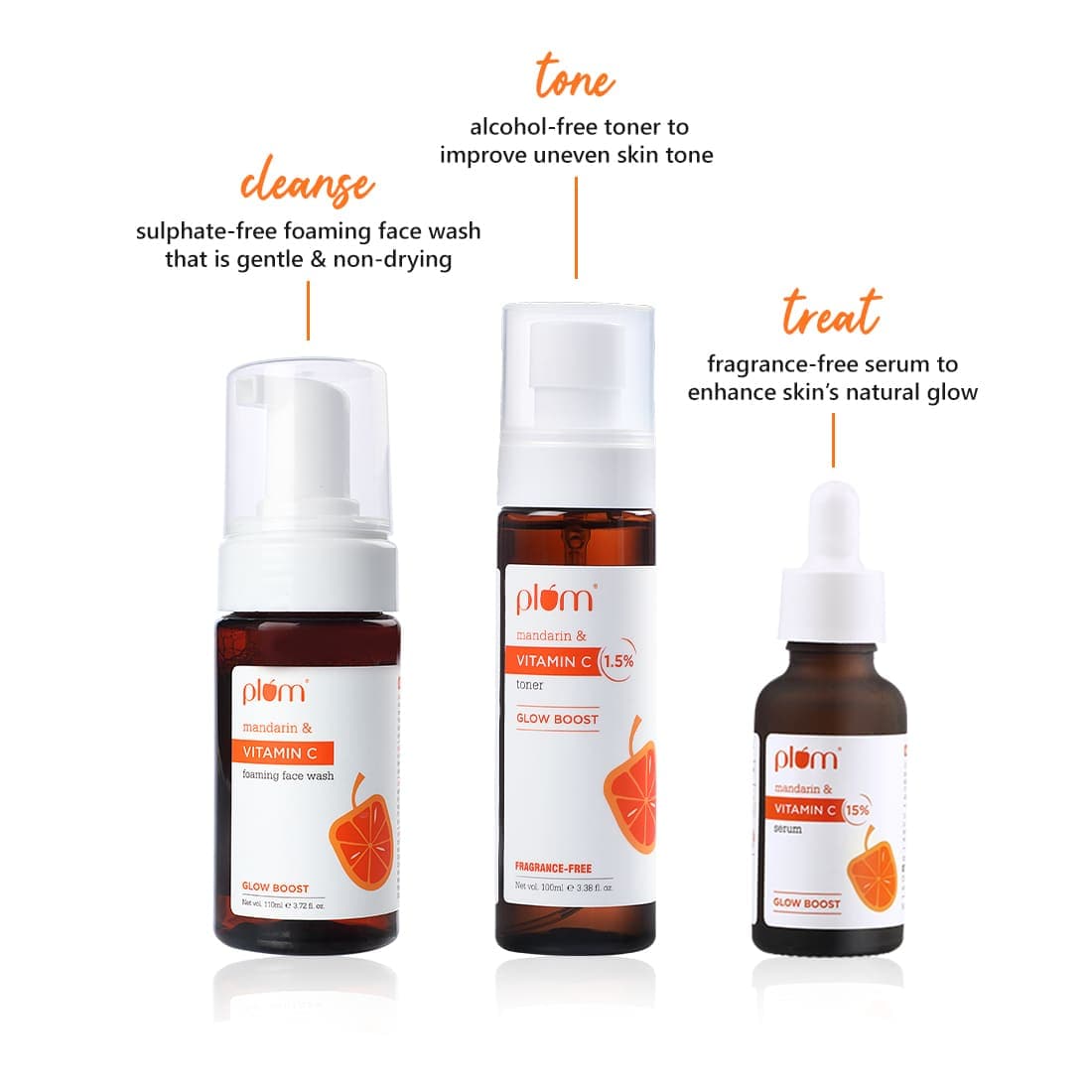 Vitamin C Glow Like A Pro Combo | Foaming Face Wash, Toner, Serum | Fights Hyperpigmentation | Improves Uneven Skin Tone | 100% Vegan | All Skin Types