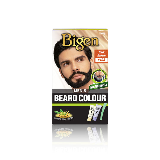 Bigen Men’s Beard Colour B103 Dark Brown product box Buy at Indicrest