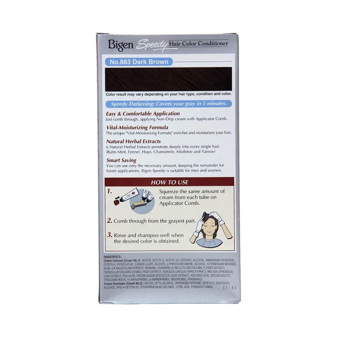 Bigen Speedy Hair Color Conditioner 883 Dark Brown Box Front