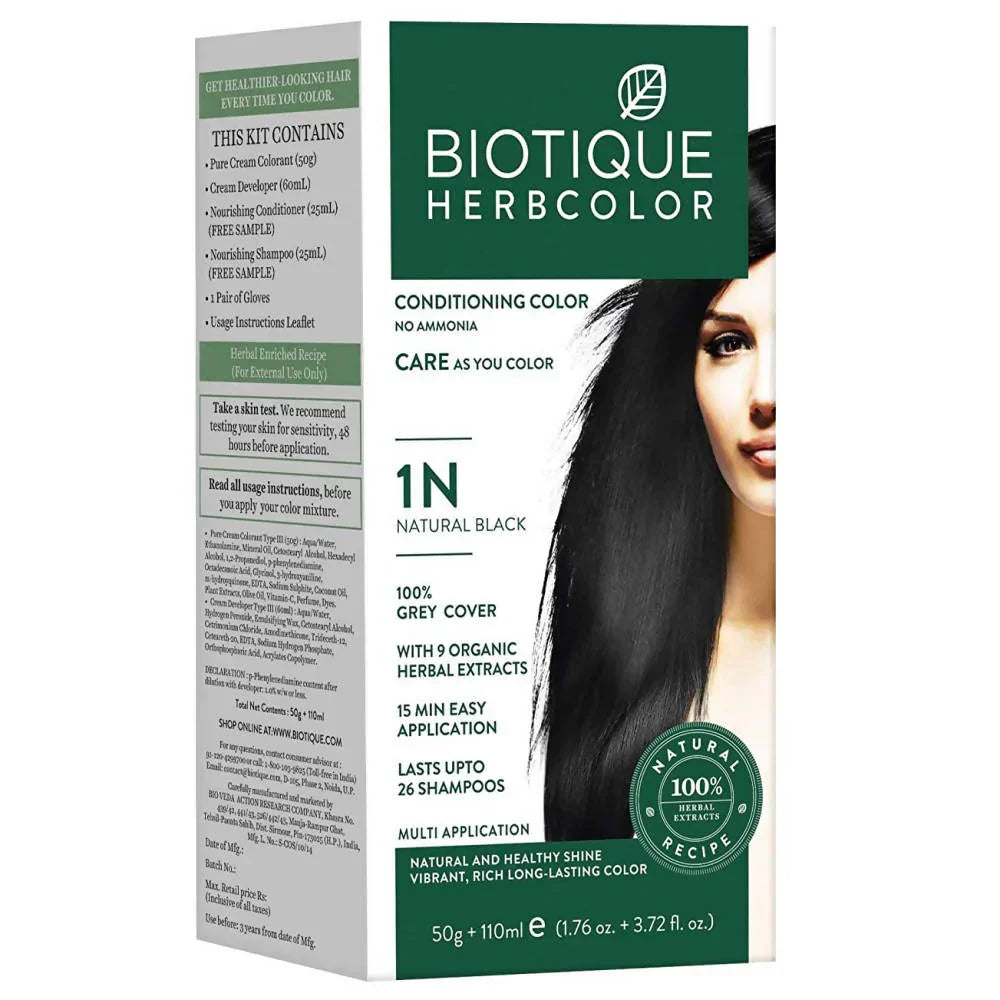 Biotique Herbcolor 1N Na Black 50g + 110m - Indicrest