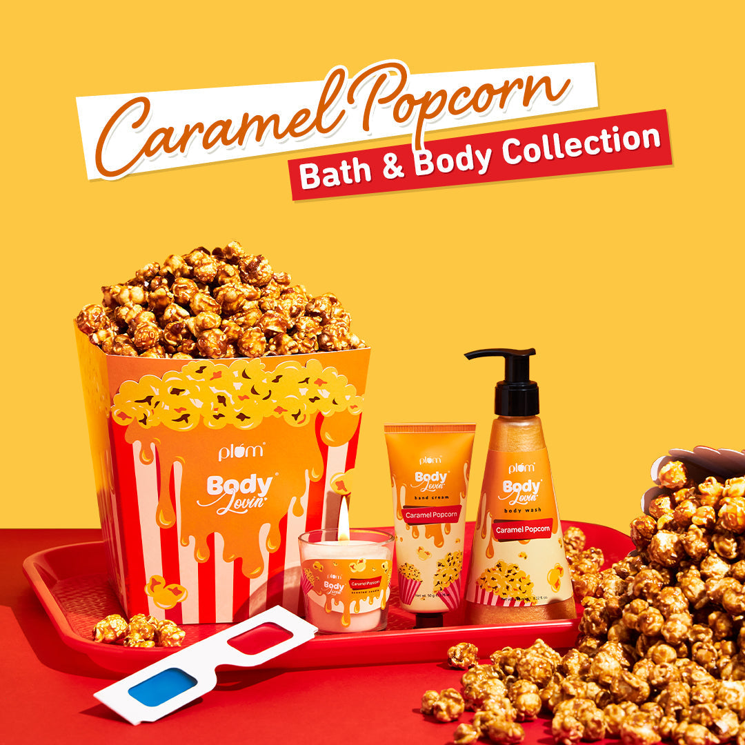 Plum Caramel Popcorn Body Wash by Plum BodyLovin' | SLS-Free | Hydrating Formula | Warm Caramel Fragrance | Aloe-Infused Body Wash, 240ml