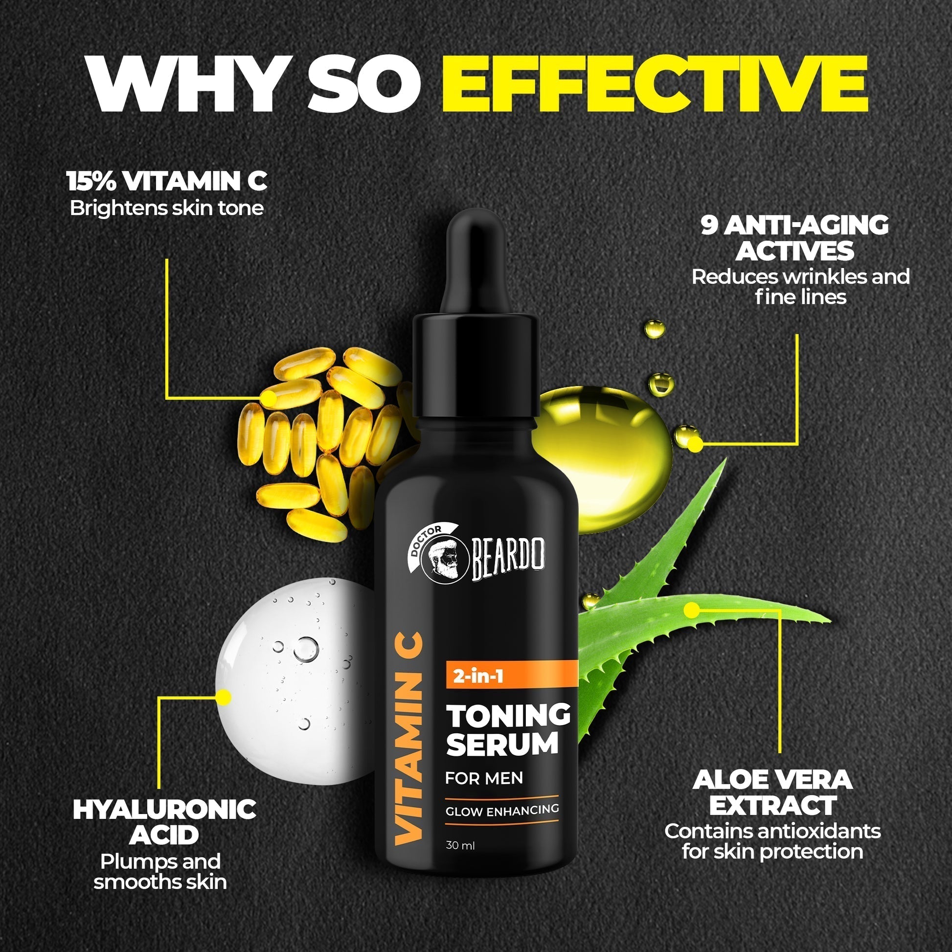 Close-up of Beardo Vitamin C Serum texture on skin.