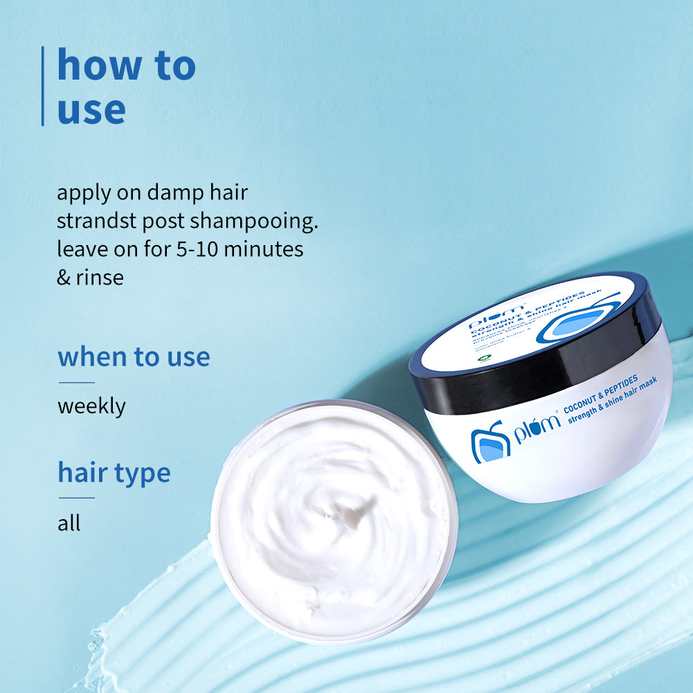 Plum Coconut & Peptides Hair Mask for Dry Hair | Softens Strands | Nourishes Hair, 200g