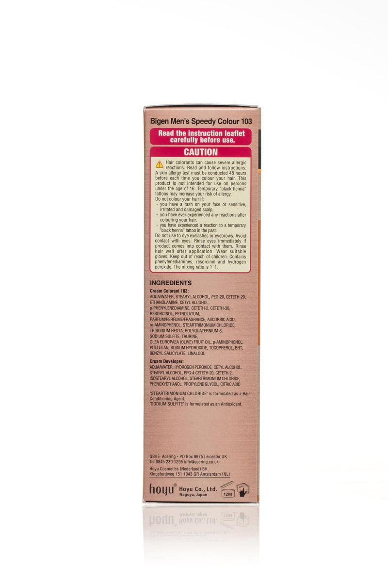 Contents of Bigen 103 kit – tubes, comb, gloves