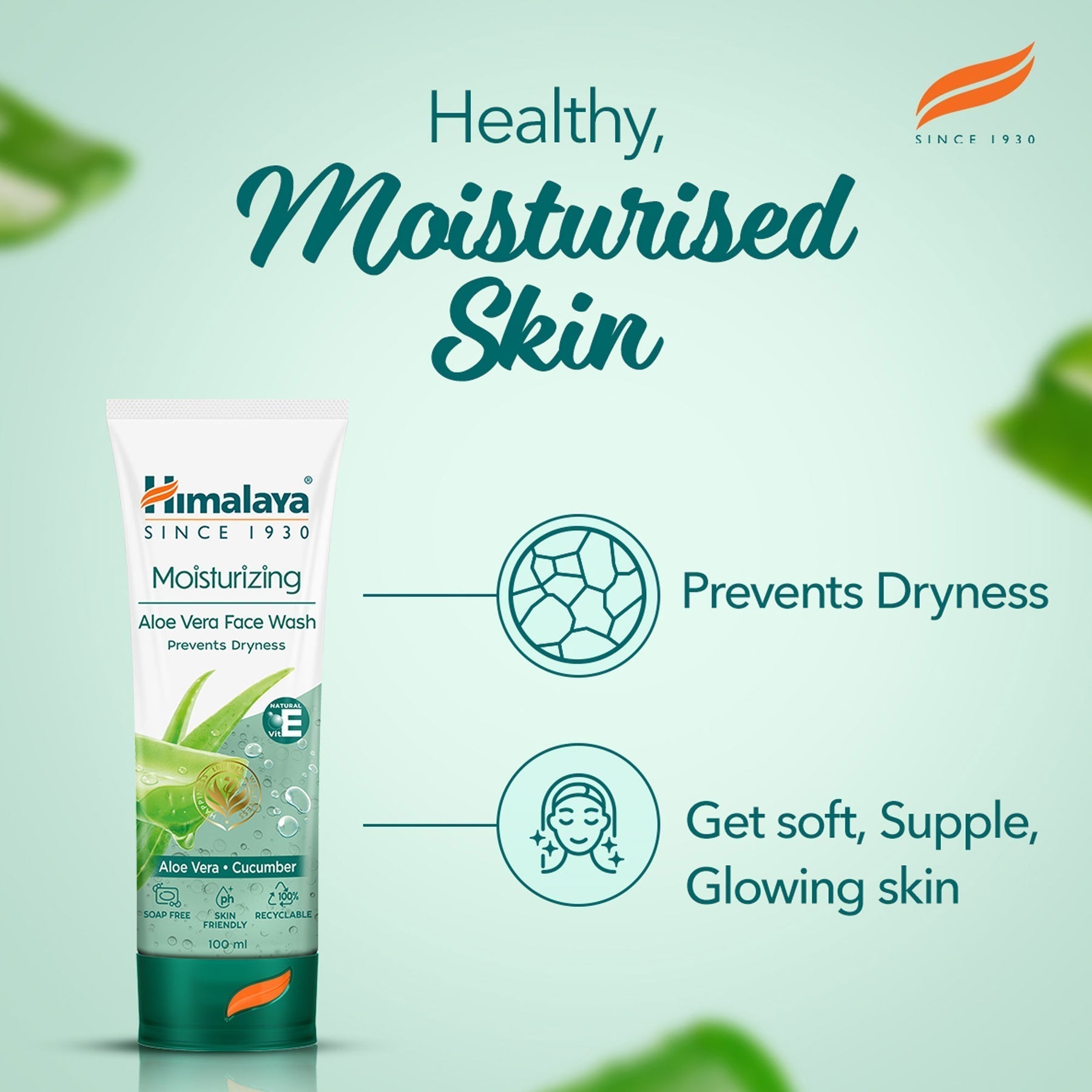 Creamy aloe vera cleanser applied on skin