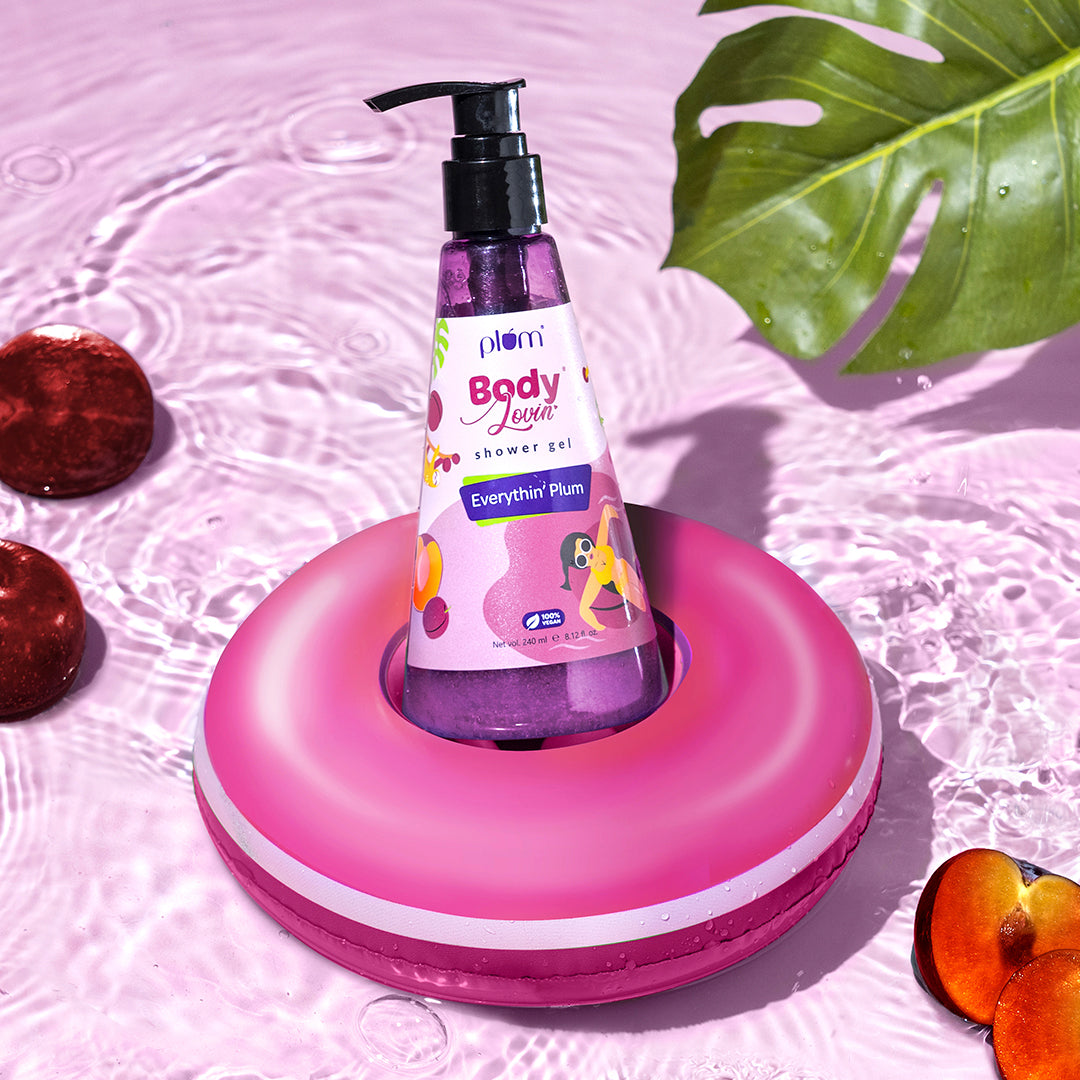 Plum Everythin' Plum Shower Gel by Plum BodyLovin' | SLS-Free | Hydrating Formula | Peppy Fruity Fragrance | Aloe-Infused Body Wash, 240ml