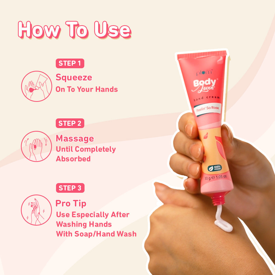 Plum Feelin' So Rose Hand Cream by Plum Body Lovin' | Ultra Moisturizing With Shea Butter | Fresh Rose Fragrance With A Musky Twist | Non-Greasy & Lightweight, 30g Buy at Indicrest Image 6