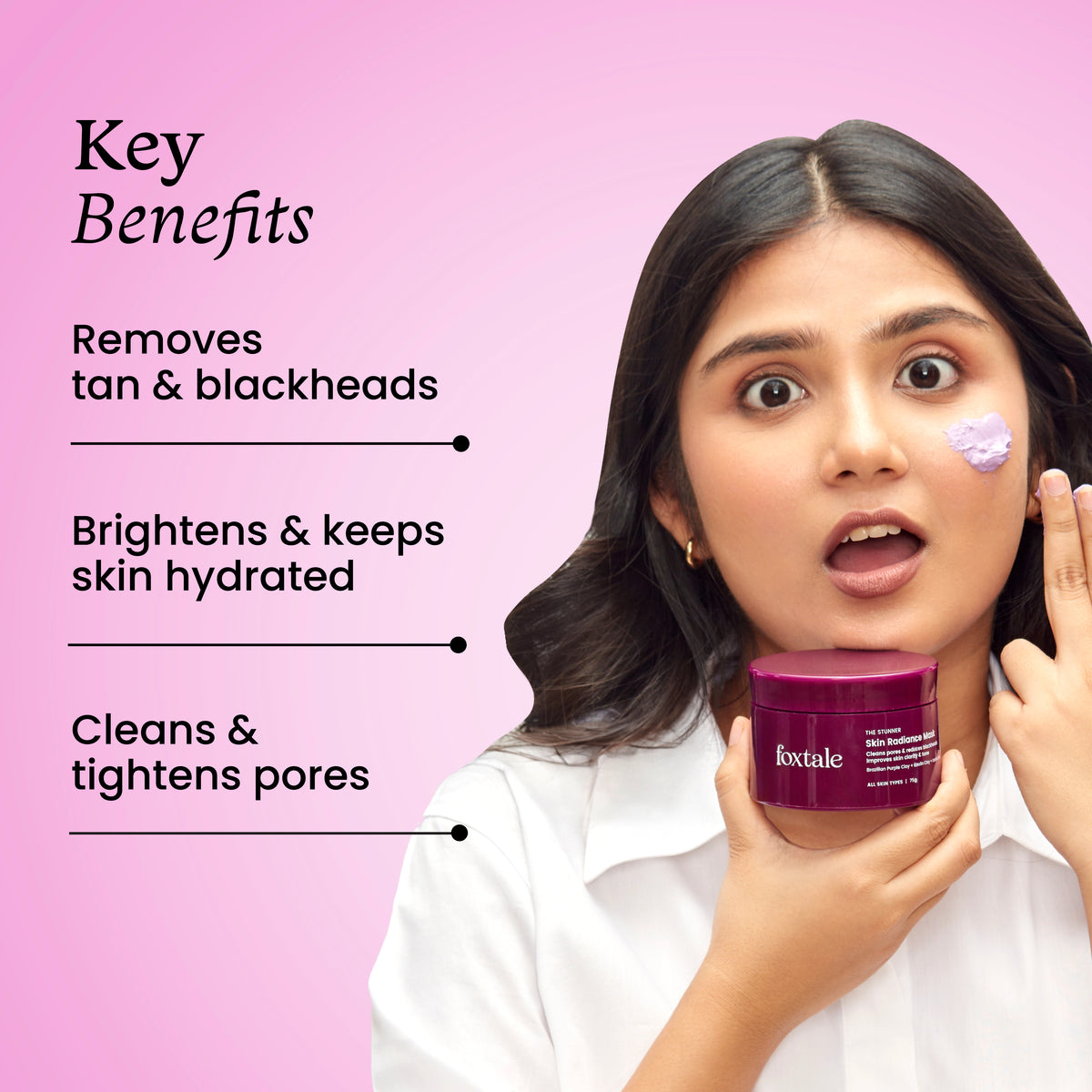 Foxtale Skin Radiance Mask Removes Tan + Removes Blackheads + Brightens Skin, 75ml2