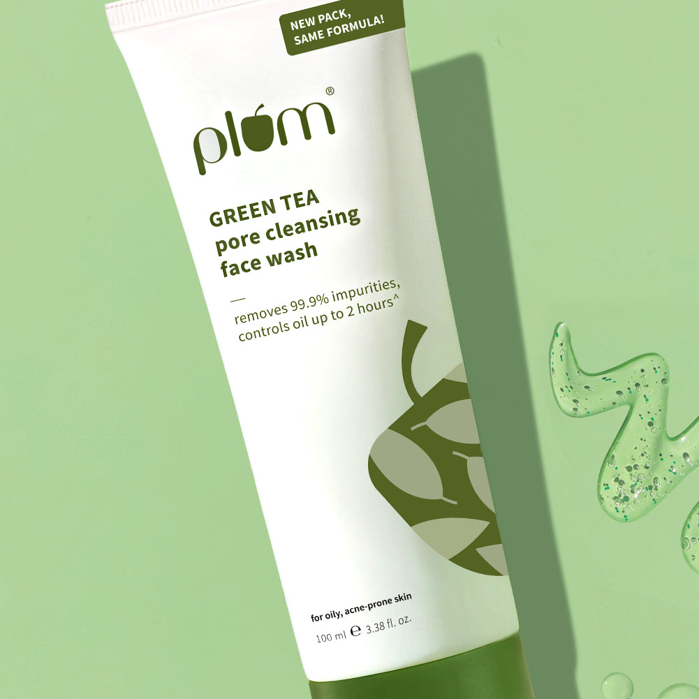 Plum Green Tea Pore Cleansing Face Wash for Acne | Controls Oil Upto 2-Hrs | Reduces Acne In 7 Days, 100ml