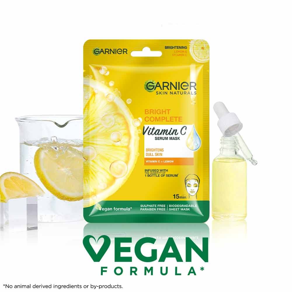 Garnier Vitamin C sheet mask packaging on white background