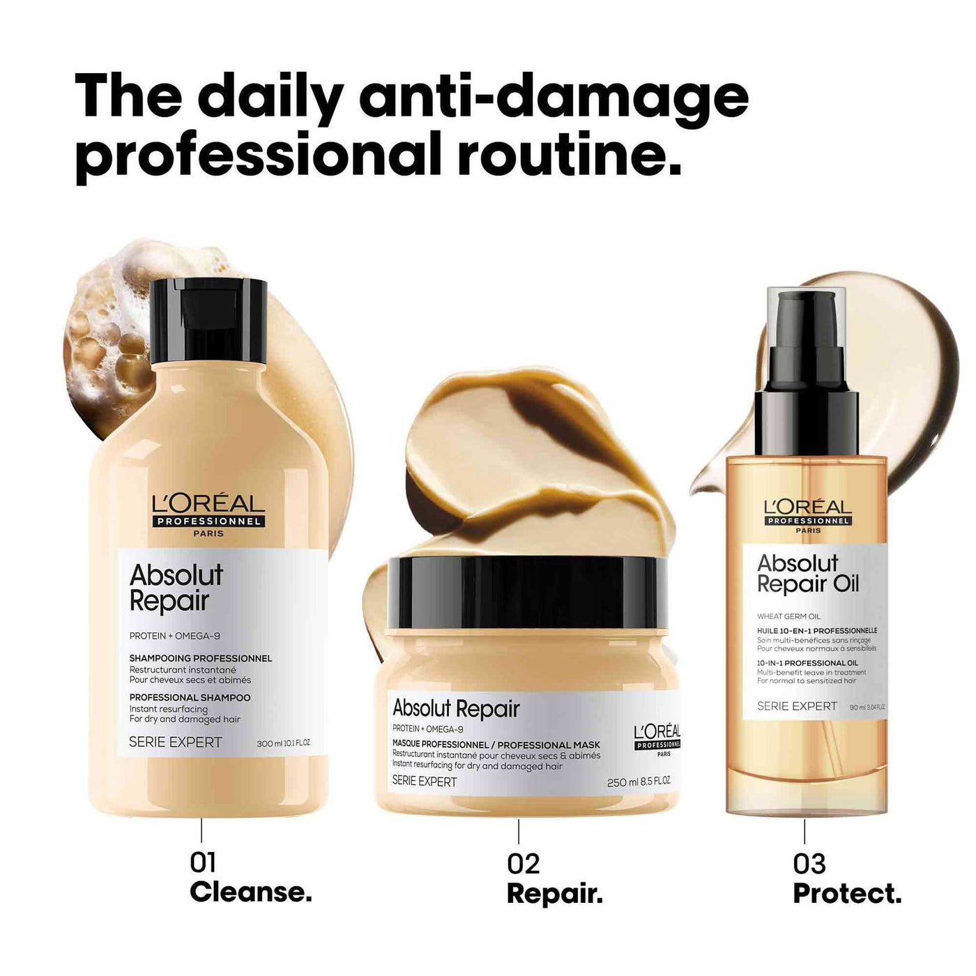 L'Oreal Professionnel Absolut Repair Shampoo 300ml | Absolut Repair Serum 90ml Combo