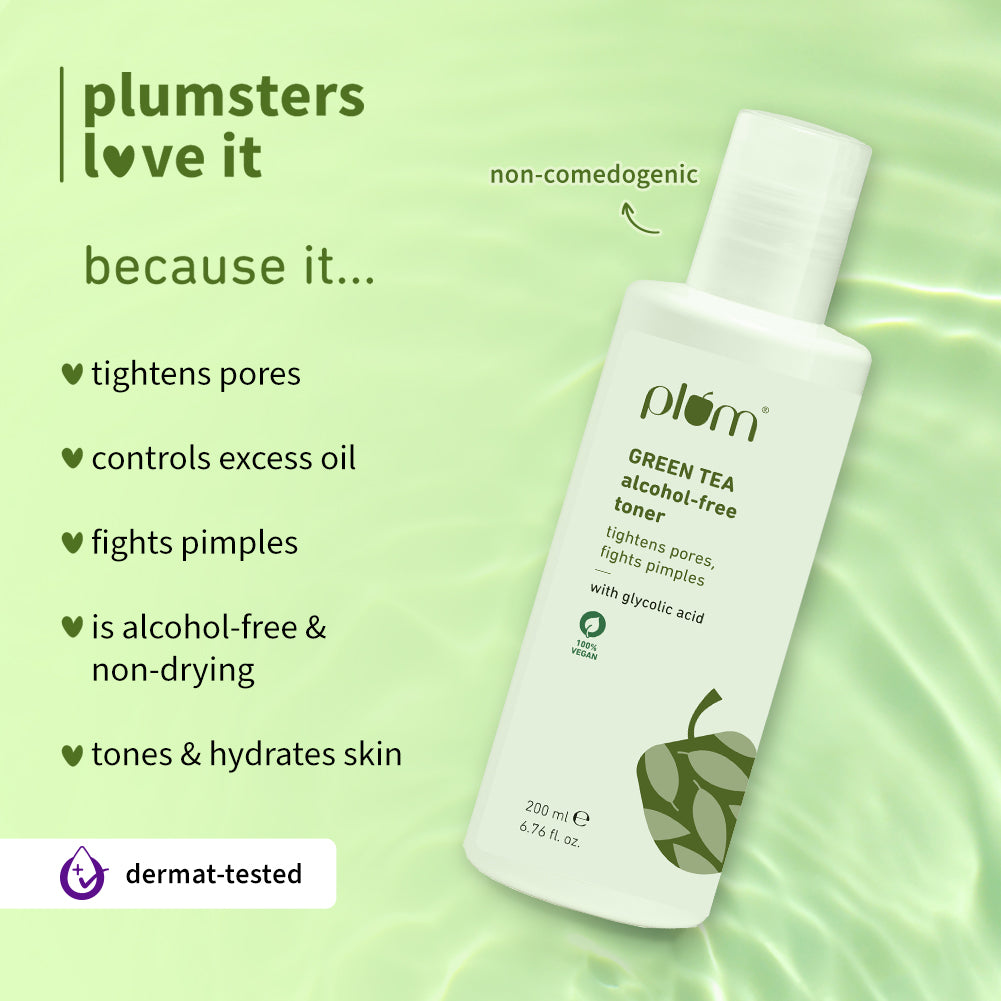 Plum Green Tea Alcohol-Free, Pore Tightening Face Toner | Tightens Pores | Non-Comedogenic | Dermat-Tested, 200ml