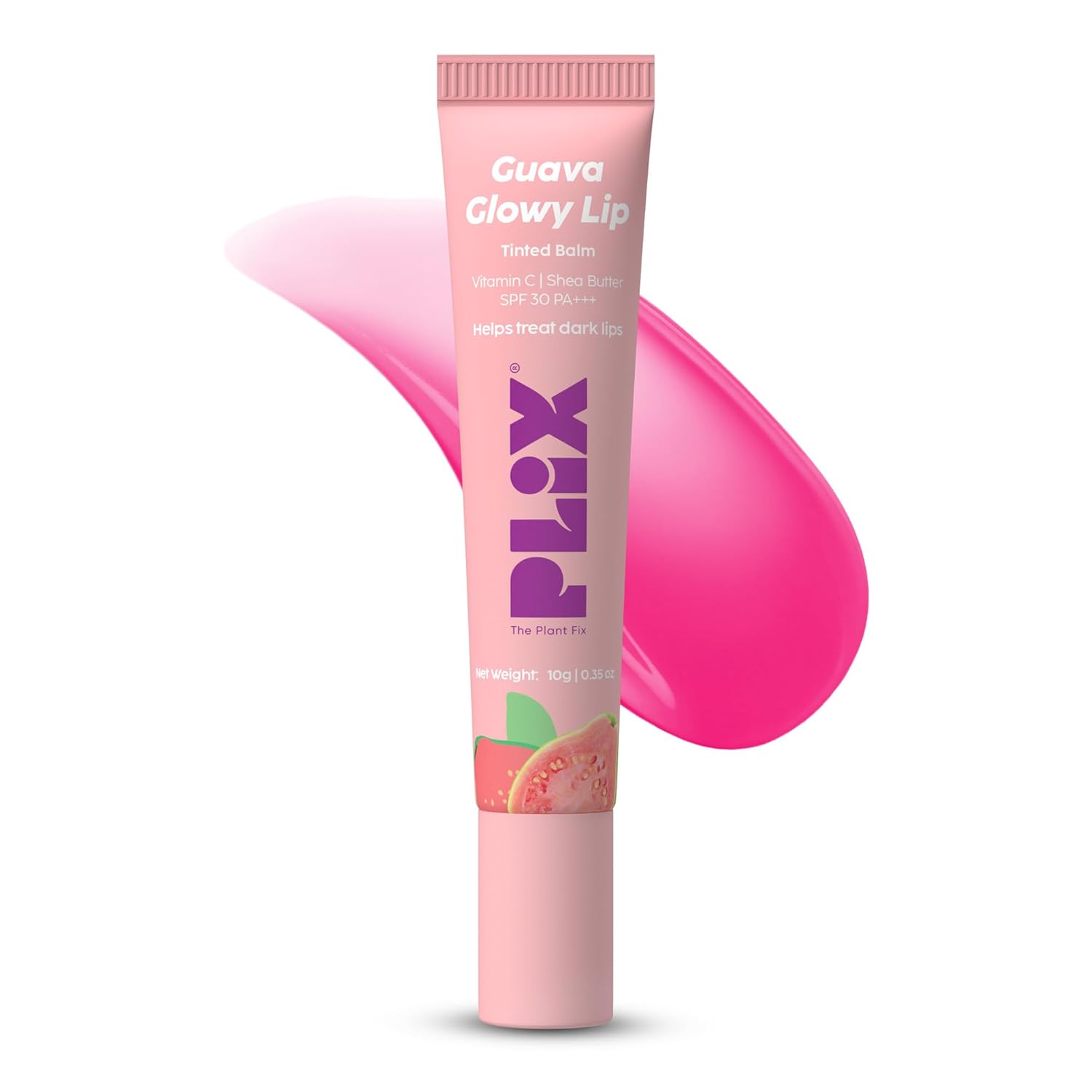 Plix Guava Glowy Lip Tinted Balm With SPF 30 for Smooth, Soft & Hydrated Lips, 12g