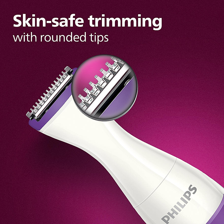 Philips Rechargeable Cordless Wet & Dry Trimmer- for Women | Bikini Trimmer with 3 Length Settings BRT383/15