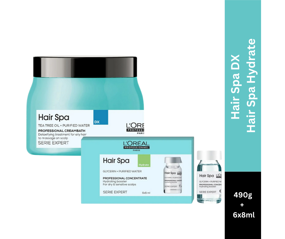 L'Oreal Professionnel Hair Spa DX Creambath 490g | Hair Spa Hydrating Concentrate 6x8ml - Combo