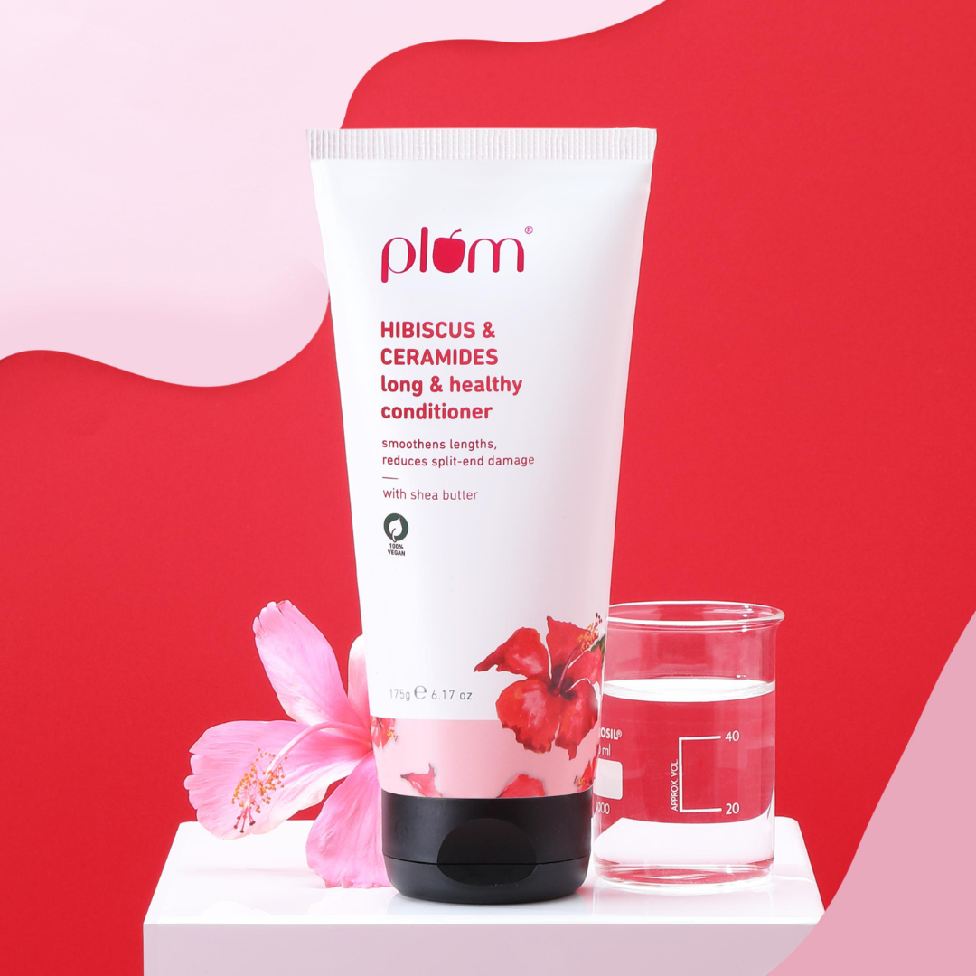 Plum Hibiscus & Ceramides Long & Healthy Conditioner | Smoothens Hair | Helps Prevent Split Ends, 175g
