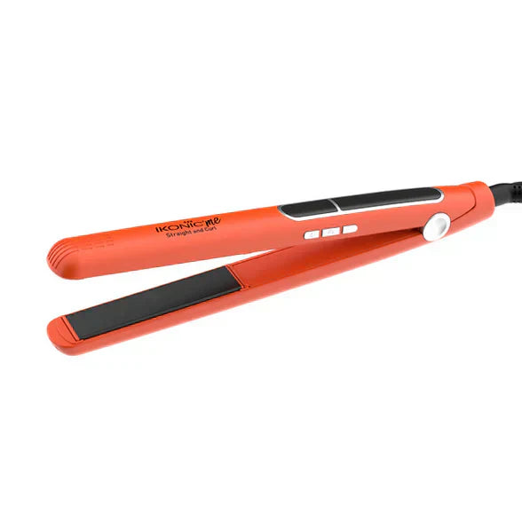 Ikonic Me 2 in 1 Straight and Curl-Slim Hair Iron, Orange - Indicrest
