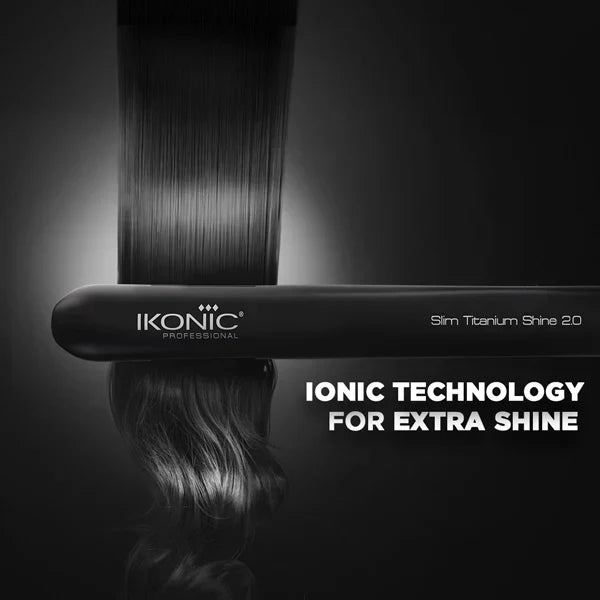 Ikonic Hair Straightener - Slim Titanium Shine Black & Silver