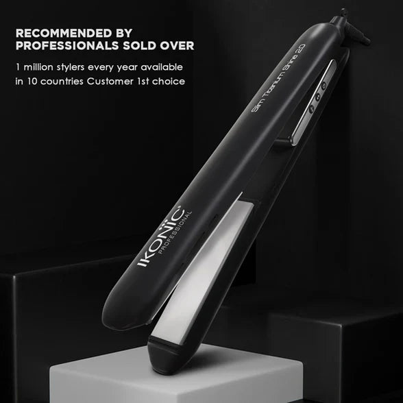 Ikonic Hair Straightener - Slim Titanium Shine Black & Silver