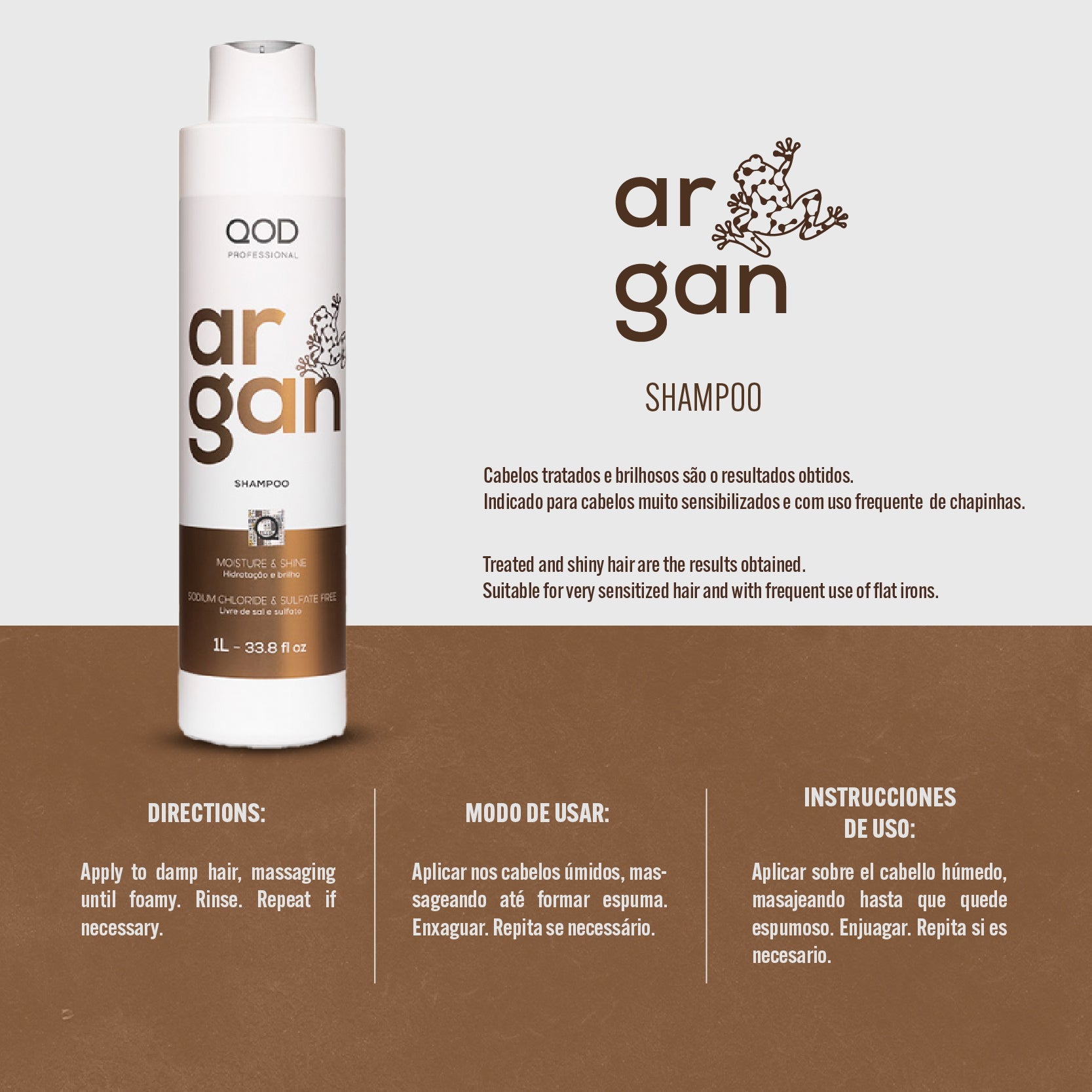 QOD Argan- Shampoo and Conditioner 1000ml Each - Combo