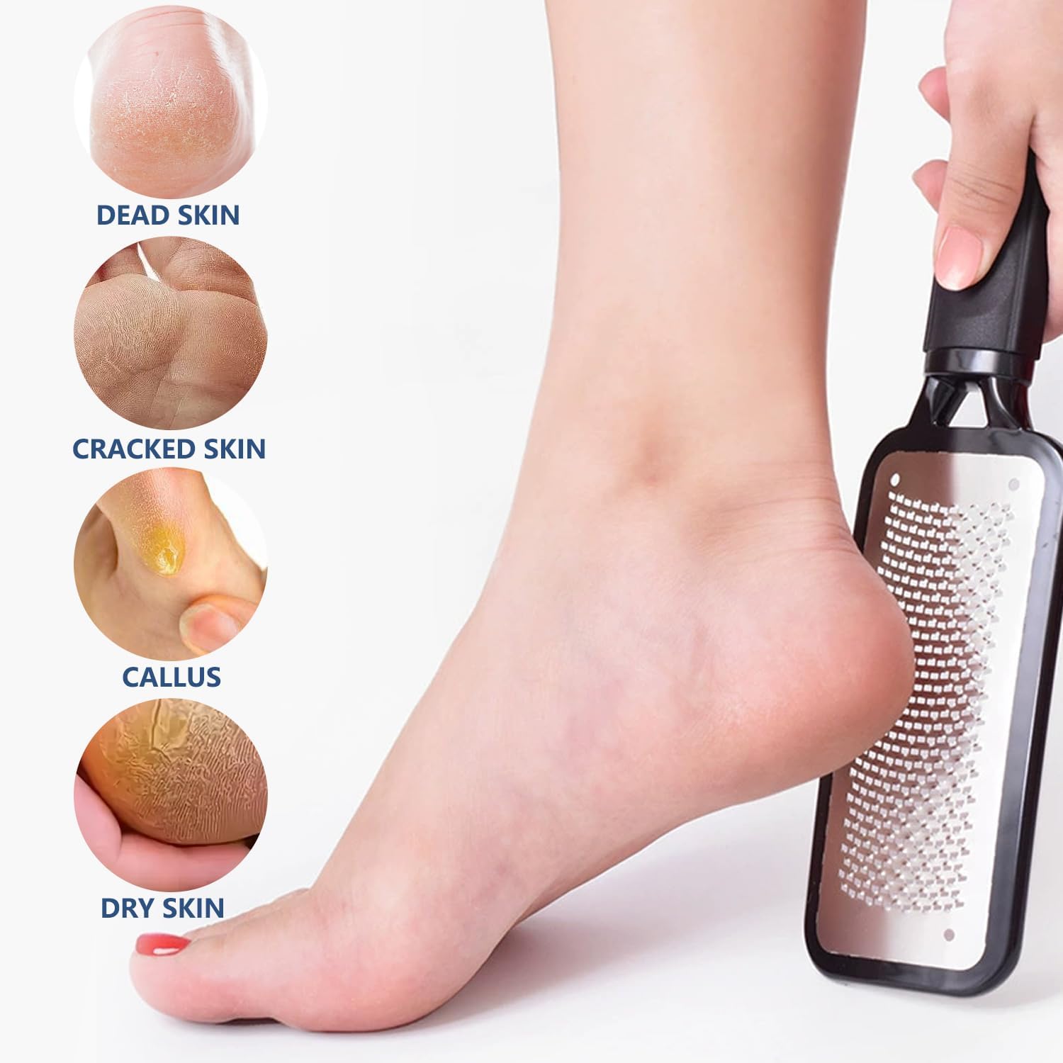 Indicrest foot file on a towel next to pumice stone