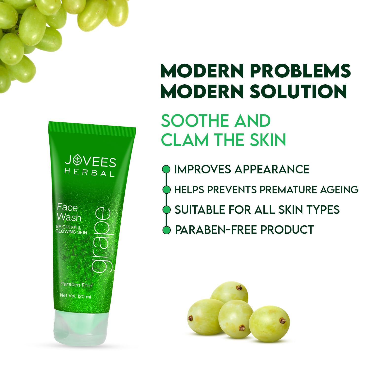 Jovees Grape Face Wash, 120ml Modern Problem Modern solution Buy at Indicrest