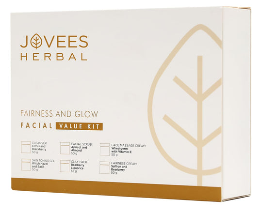 Jovees Herbal fairness and glow facial value kit packaging on a white background Buy at Indicrest