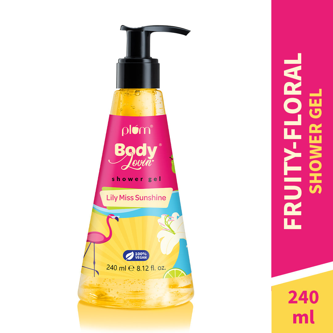 Plum Lily Miss Sunshine Shower Gel by Plum BodyLovin' | SLS-Free | Hydrating Formula | Fruity-Floral Fragrance | Aloe-Infused Body Wash, 240ml Buy at Indicrest Image 2