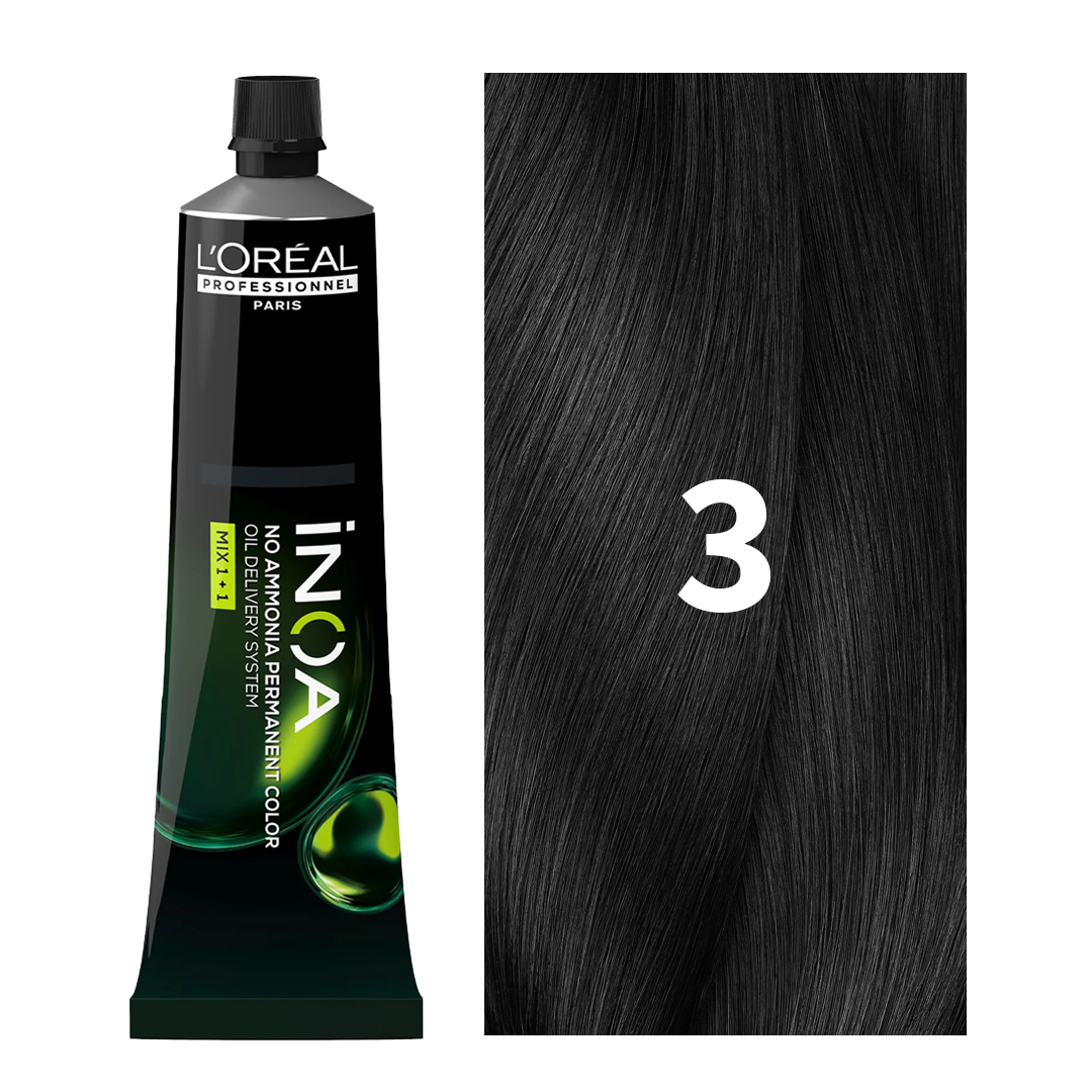 L'Oreal Professionnel Paris iNOA - 3 (Dark Brown) - Ammonia Free Permanent Colour - Mix 1:1 - (60g) Buy at Indicrest