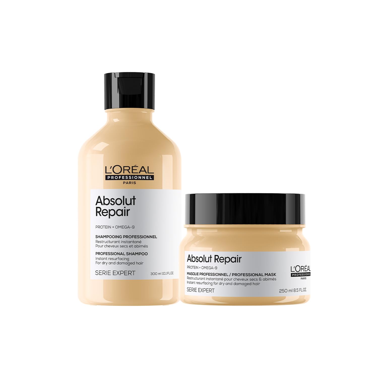 L'Oreal Professionnel Absolut Repair Shampoo, 300ml and Hair Mask, 250ml Combo For Damaged Hair